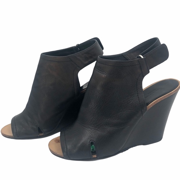 rag & bone Shoes - Rag & Bone Wembley Peep-Toe Wedge Bootie, Black 9